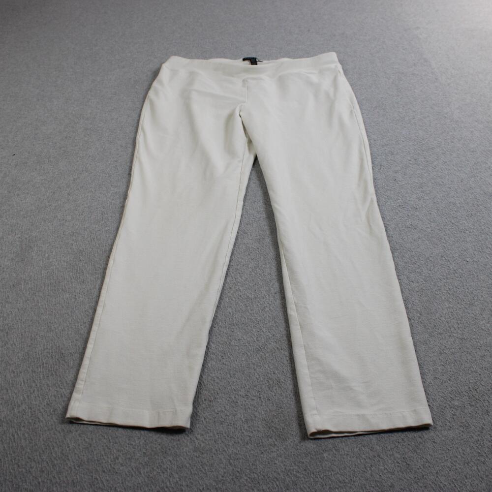 Eileen Fisher Pants Women Small Petite White Ponte Slim Pull On Stretch Office